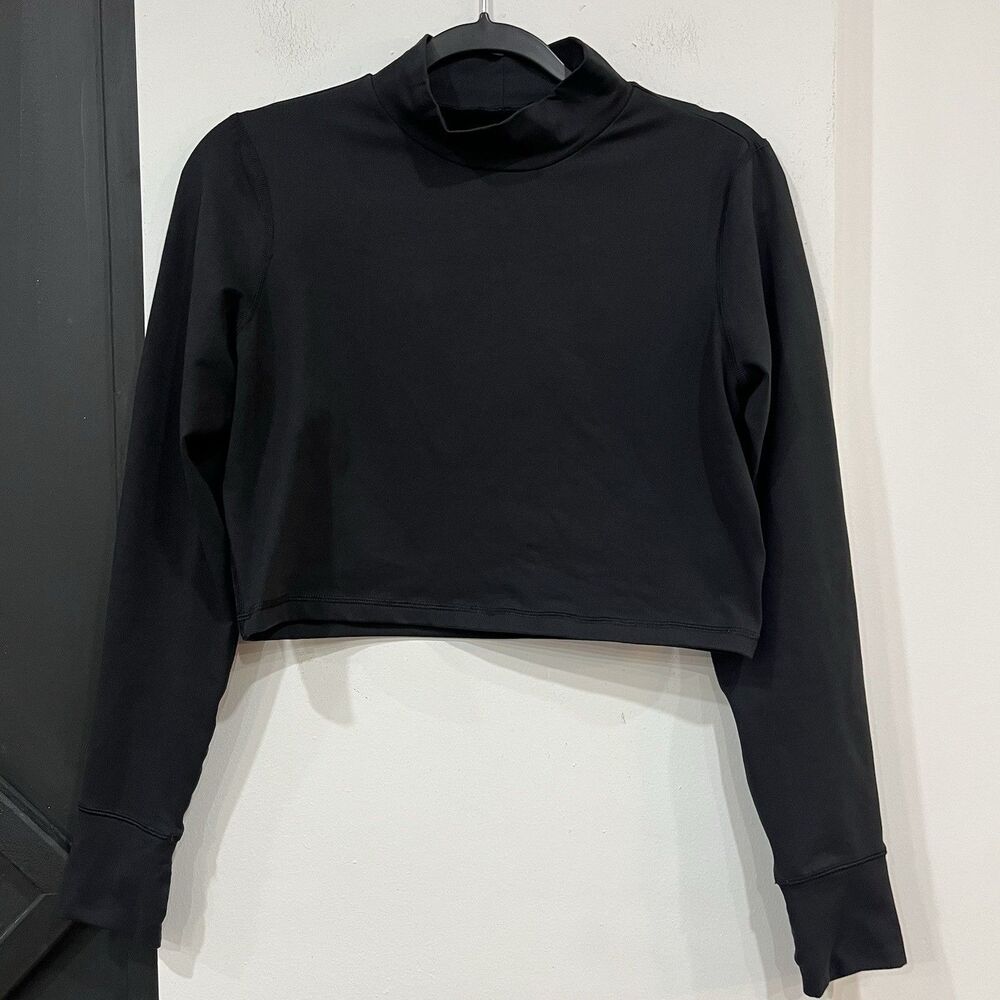 Offline By Aerie Mock Neck Longsleeve Crop Top Athletic Size Medium Thumb Holes